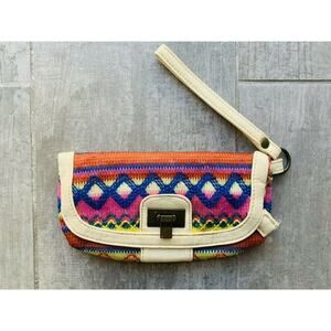 Los Angeles Boutique Boho Bohemian Wristlet Embroidered Handbag Clutch Fold Over